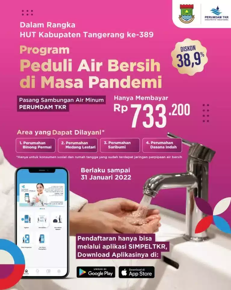 HOREEE...!Diskon Gede-gedean Pasang Sambungan Air Minum Perumdam TKR Tangerang I PojokPublik