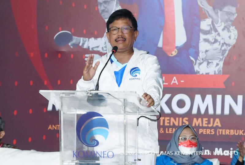 Lewat Turnamen Tenis Meja Piala Menkominfo, Menteri Johnny Dorong Kerja Sama Meriahkan HUT RI I PojokPublik