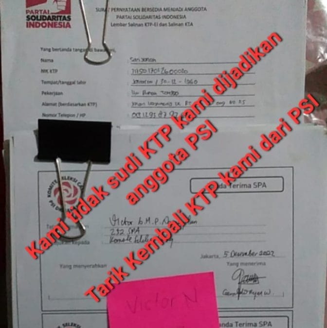 Bacaleg Dukung Warga Tarik Kembali KTP dari PSI I PojokPublik