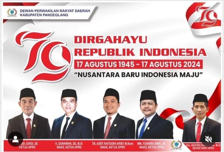Jajaran Pimpinan DPRD Pandeglang Mengucapkan "Digahayu Republik Indonesia Ke-79" 1 Jajaran Pimpinan DPRD Pandeglang Mengucapkan "Digahayu Republik Indonesia Ke-79" I PojokPublik
