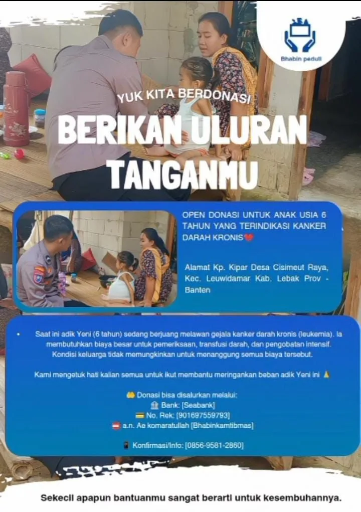 Setahun Tanpa Pengobatan, Bocah 6 Tahun di Leuwidamar Berjuang Lawan Kanker Darah 1 Setahun Tanpa Pengobatan, Bocah 6 Tahun di Leuwidamar Berjuang Lawan Kanker Darah I PojokPublik