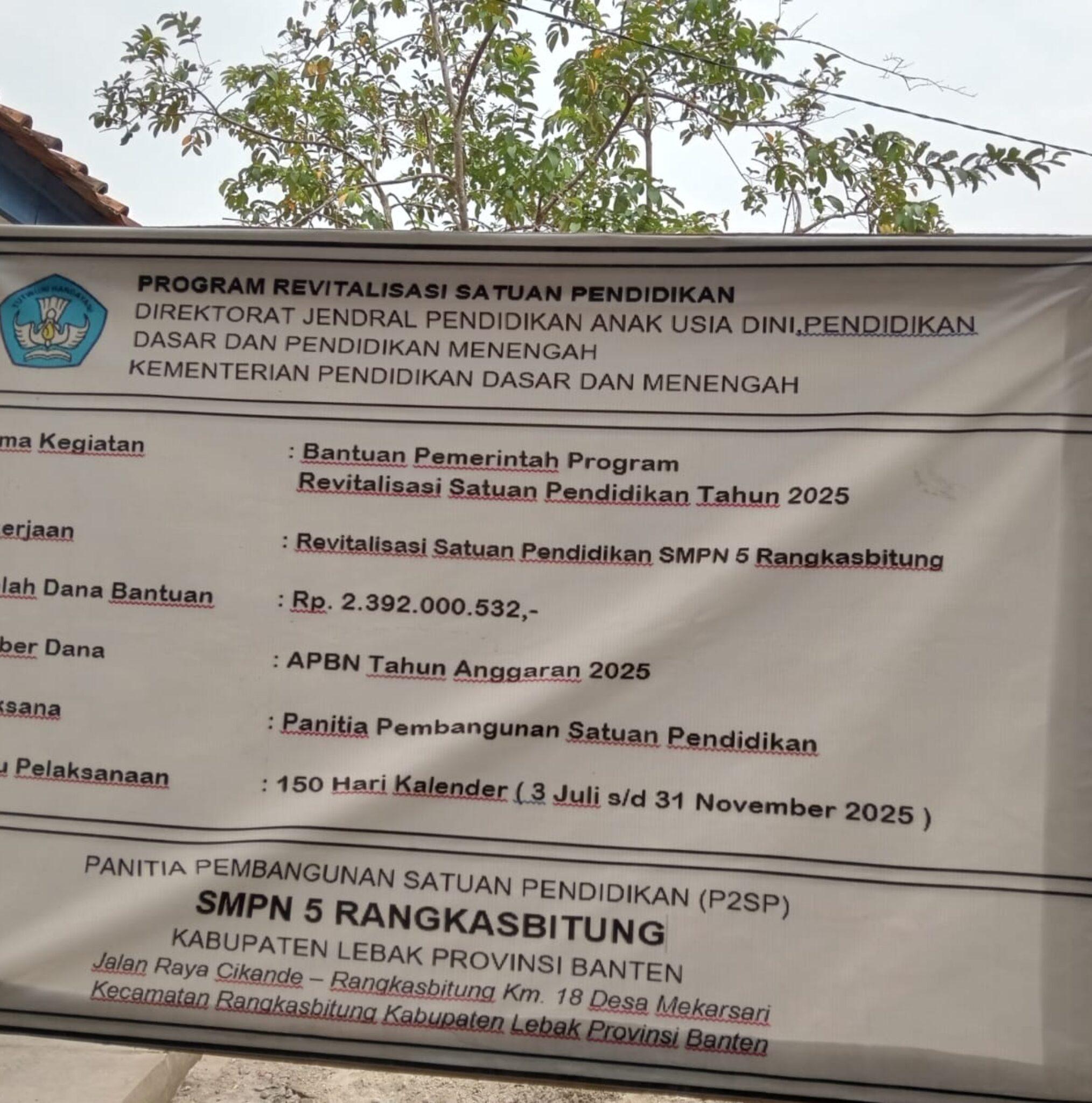 LBH ARB Soroti Program Revitalisasi SMPN 5 Rangkasbitung Abaikan Safety K3