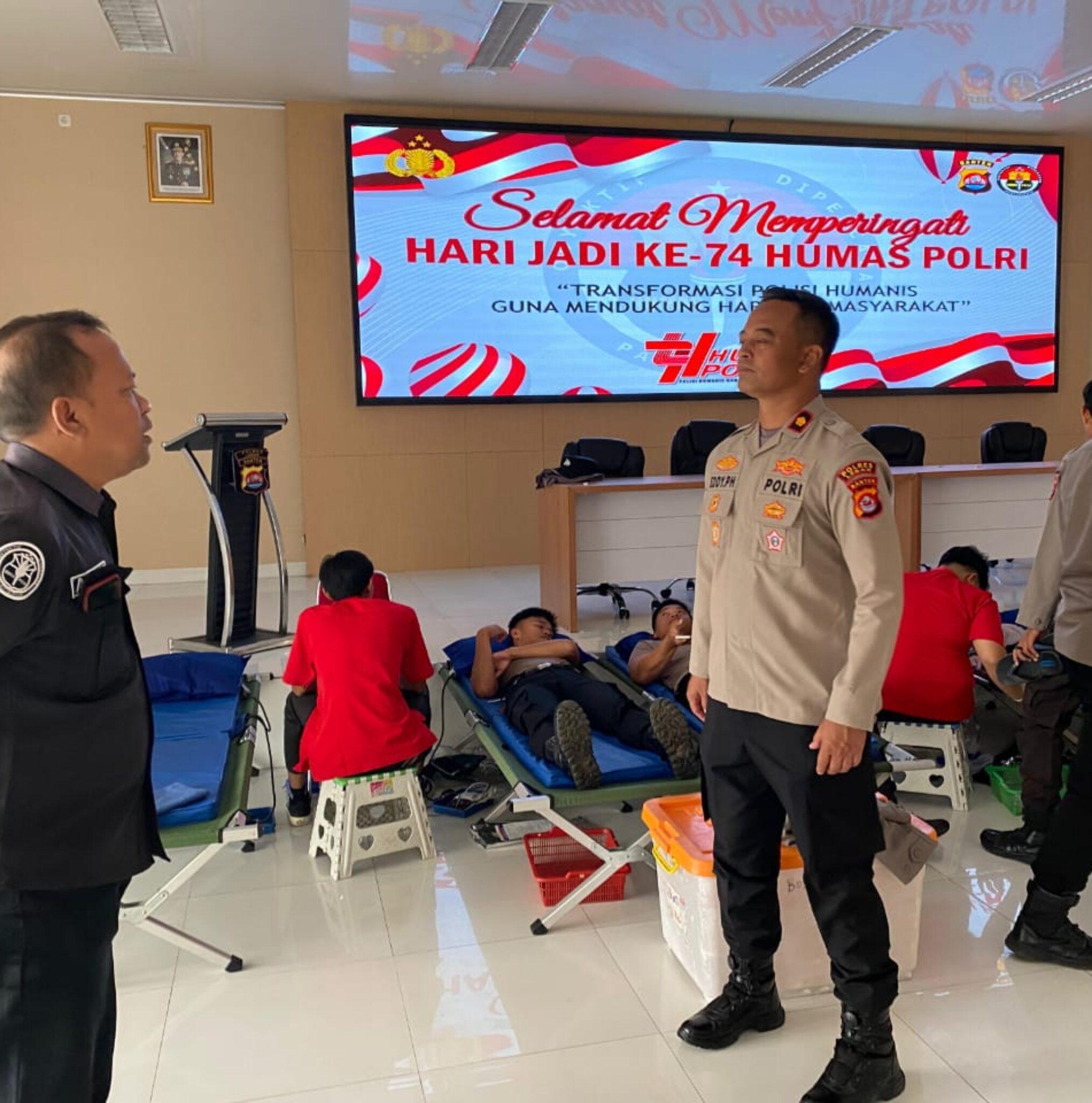 Peringati HUT Humas Polri ke-74, Polres Lebak dan PMI Gelar Donor Darah
