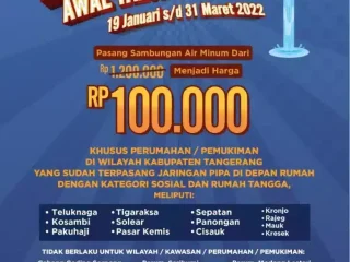 KABAR GEMBIRA...!Promo Rp100 Pemasangan Air Bersih di Perumdam Diperpanjang Hingga 31 Maret 2022