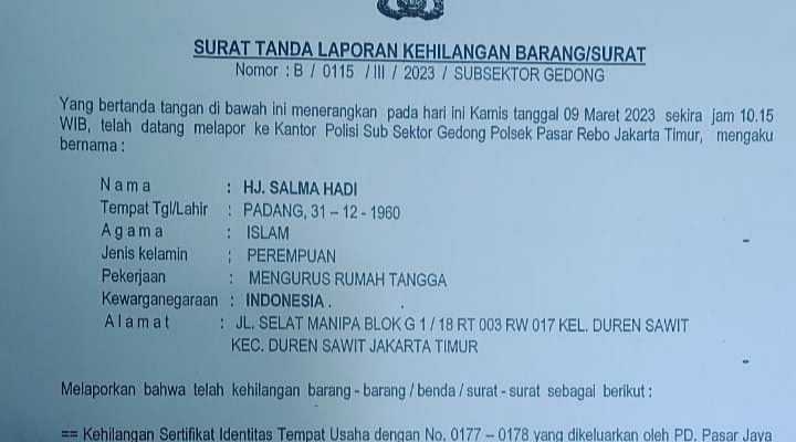 Telah Hilang Sertifikat Identitas Usaha 4 Telah Hilang Sertifikat Identitas Usaha I PojokPublik