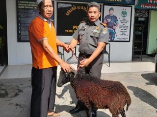 Danramil 05 Balaraja Menyerahkan  Hewan Qurban Kepada Panitia dan Bagikan Daging  Qurban ke Masyarakat