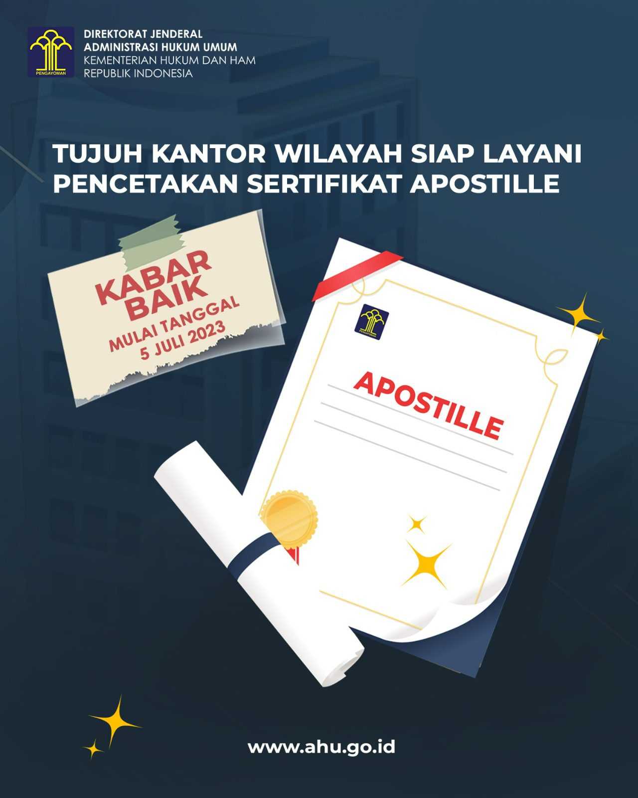 Kabar Baik! Tujuh Kantor Wilayah Kemenkumham Siap Layani Pencetakan Sertifikat Apostille 7 Kabar Baik! Tujuh Kantor Wilayah Kemenkumham Siap Layani Pencetakan Sertifikat Apostille I PojokPublik