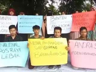 Poster Milenial Lebak Siap Gepeng Bareng Andra Soni di Pilgub Banten