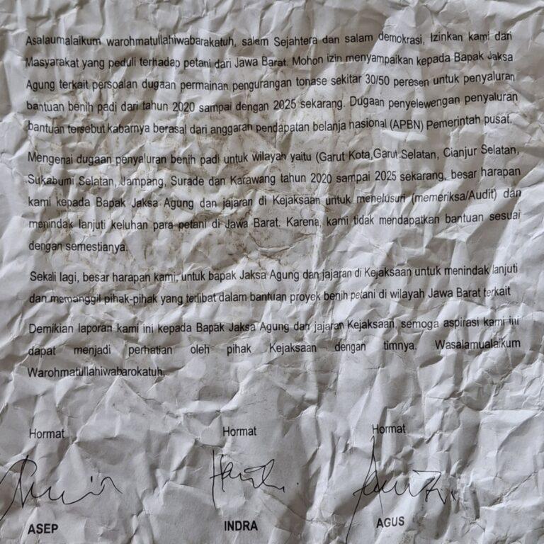 Jaksa Agung Diminta Periksa dan Selidiki Proyek Bantuan Benih Padi di Jawa Barat 11 Jaksa Agung Diminta Periksa dan Selidiki Proyek Bantuan Benih Padi di Jawa Barat I PojokPublik