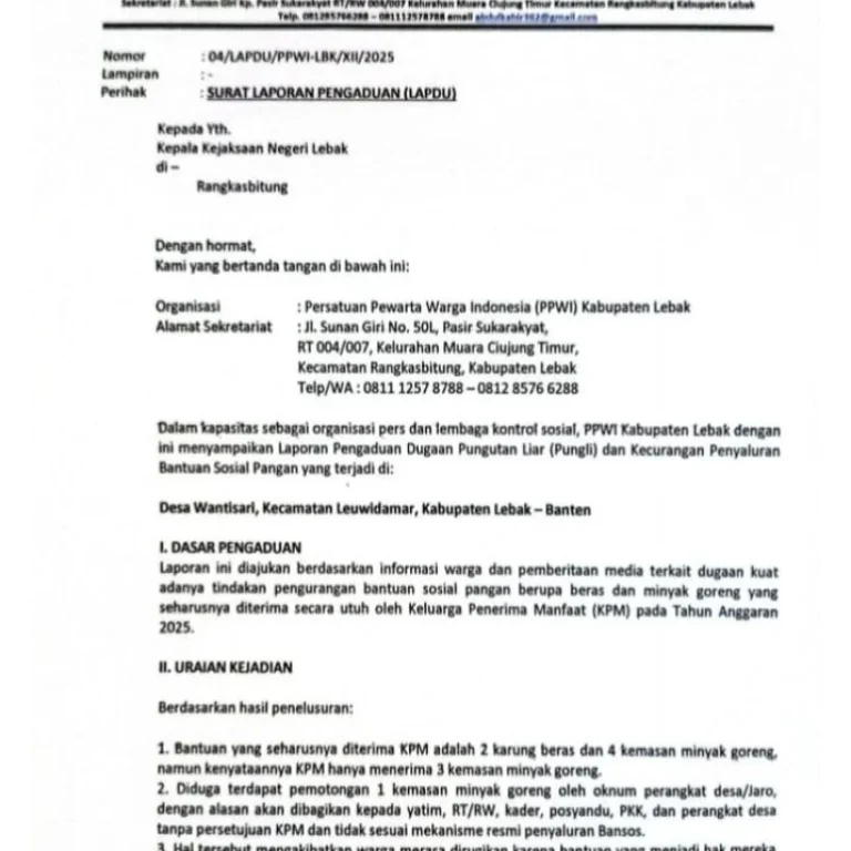 Kejari Lebak Bantah Tangani Kasus Bansos, BCW Desak APH Bertindak 10 Kejari Lebak Bantah Tangani Kasus Bansos, BCW Desak APH Bertindak I PojokPublik