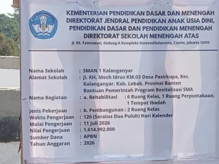 Progres Revitalisasi SMAN 1 Kalanganyar Capai 20 Persen dalam Sepekan, Tingkatkan Kualitas Sarana Pendidikan